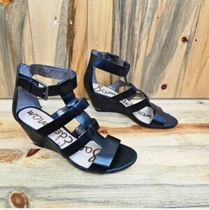 Sam Edelman Sabrina Leather Cage Wedge Heels